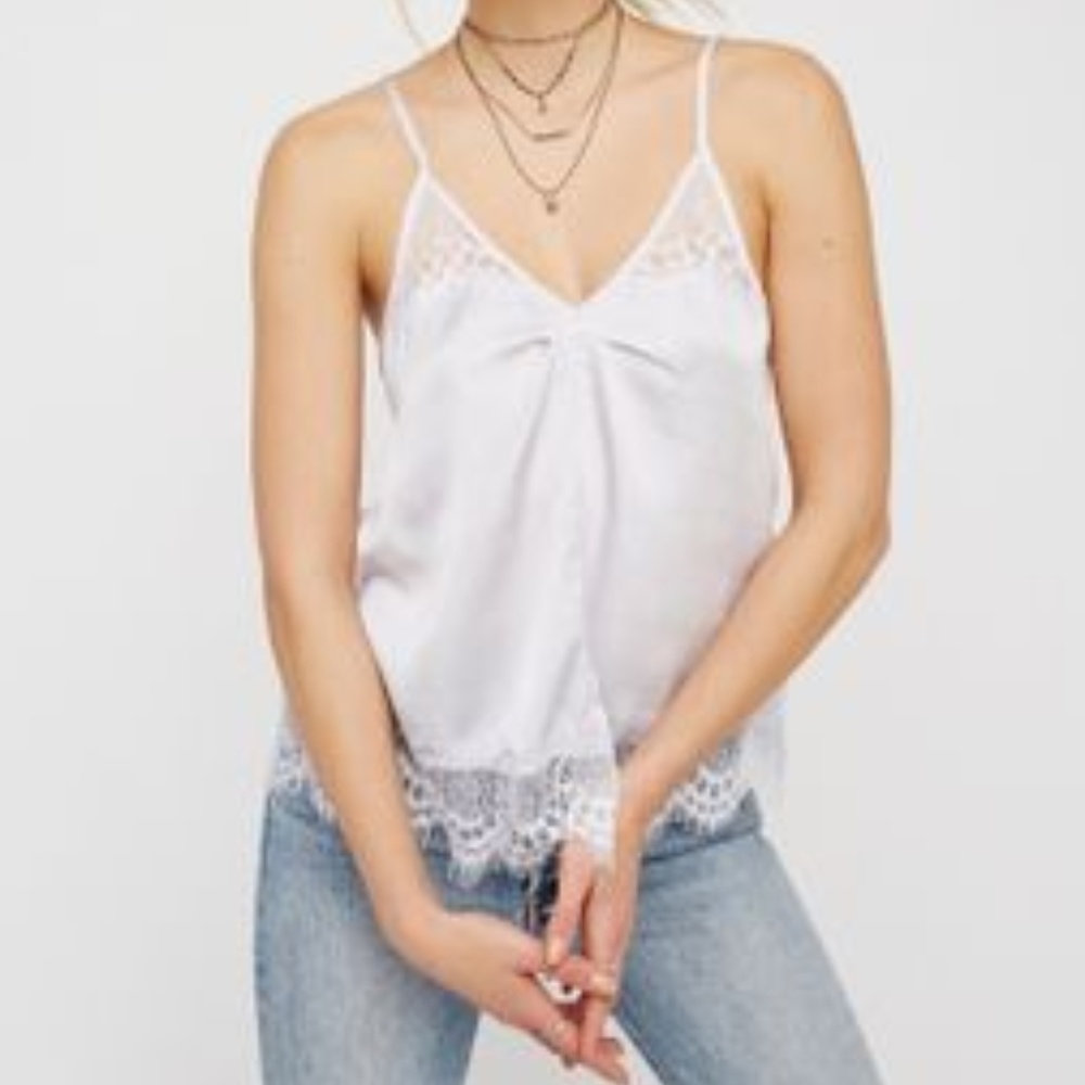 [NWOT] Free People Sultry Baby Blue Lace Tank Top